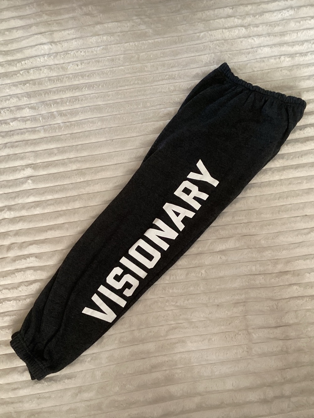 Spiritual Gangster Women’s Black Sweatpants with White VISIONARY on leg